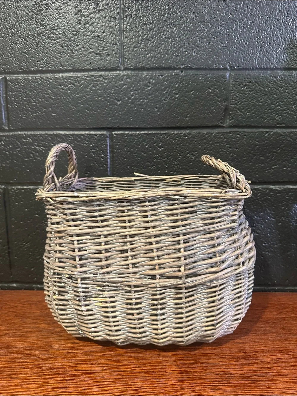 Woven Storage Basket with Handles - Gray